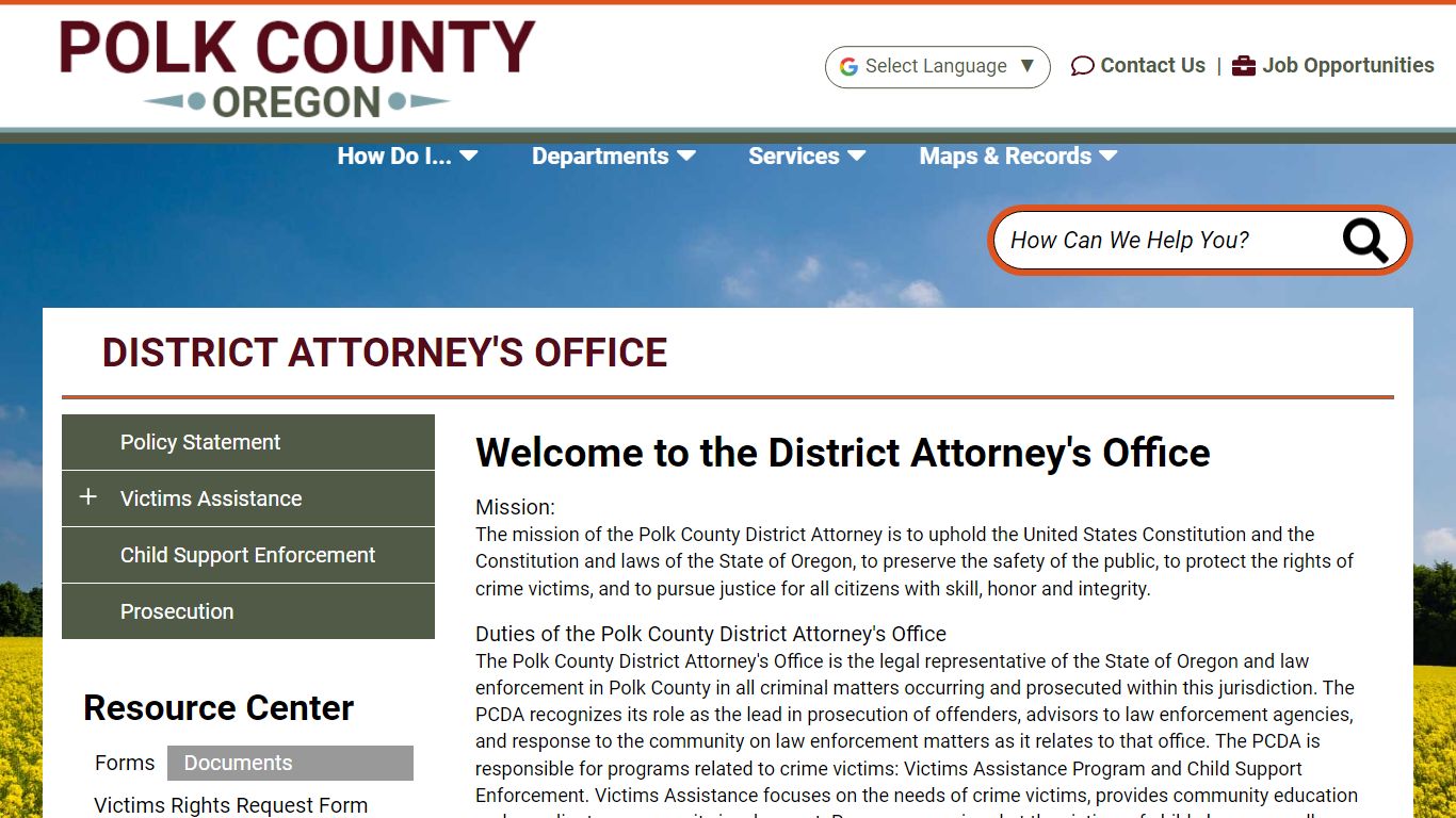 Welcome to the District Attorney's Office - Polk County, Oregon